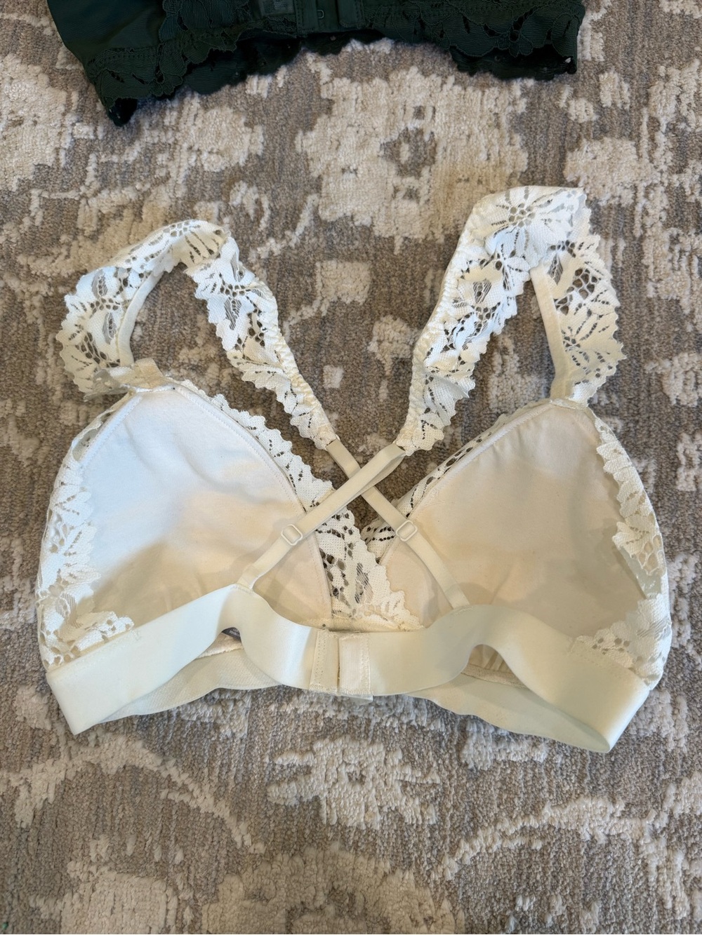 aerie Lace-Trim Wireless Bra Duo - Dark Green & Ivory - Picture 6 of 8